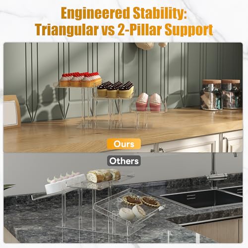 3 Tier Acrylic Cupcake Stand, Transparent Dessert Display - size: 11" x 11" x 2"