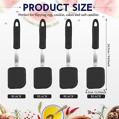 Gejoy 4 Pcs Silicone Turner Nonstick Flexible, Black - color: Black