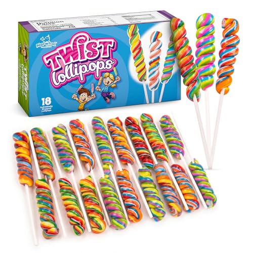 18 Pcs Individually Wrapped Rainbow Twist Lollipops Candy for Goodie Bags - style: Twist