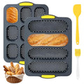 4PCS Silicone Baguette Hotdog Pan Set, Includes Scraper & Brush