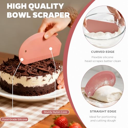 Silicone Bowl Scraper & Plastic Dough Scraper for Bread Dough, Kitchen Use - color: Red