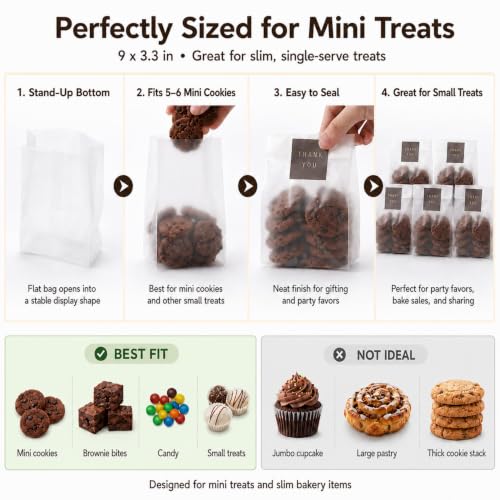 Halloween Treat Bags,100 Pack Cookie Bags with Stickers,9 x 3.4 in - color: Fog Color, size: 9 x 3.3 inches (Pack of 100)