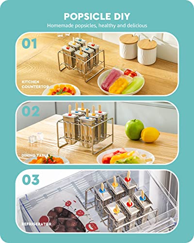 Baffect stainless steel popsicle molds, Set of 6 with Metal Holder