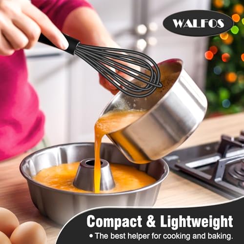 Walfos Silicone Whisk,7+9in Mini Whisk,BPA Free,Small Whisks for Non-Scratch,Heat Resistant (450°F) Nice for stirring individual eggs and mixing small amounts of powder and sauce.Dishwasher Safe.Black - color: Black