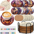 Reallnaive 77 Pcs Wooden Coasters Paint Kit, Halloween - style: Halloween