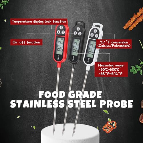 Copkim 6 Pcs Food Thermometer Instant Read Probe BBQ,Black, White, Red - color: Black, White, Red