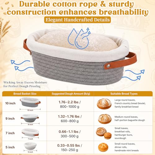 Cotton Rope Banneton Bread Proofing Basket Sourdough Basket Set