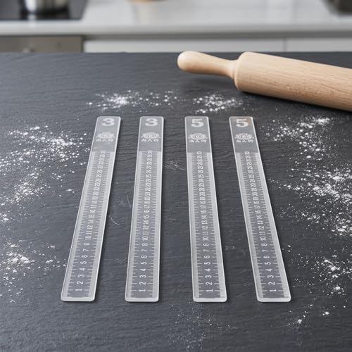 CALLARON 2 Pairs Rolling Strip Pin Rail Track Bar Leveler Leveling Device for Pastry Baking Cookies Transparent(3mm&5mm)