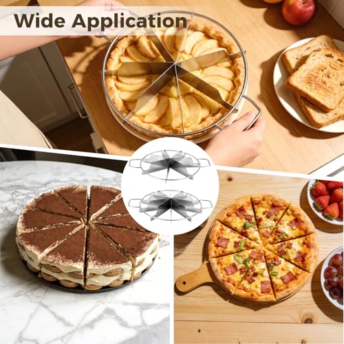 2 PCS Pie Cutter 7 Slice & 10 Slice, Stainless Steel Pizza Divider with Side Handles, Professional Round Pastry Marker for Portion Control, Suitable for Pies Cakes Tarts Desserts - size: 7-Slice and 10-Slice