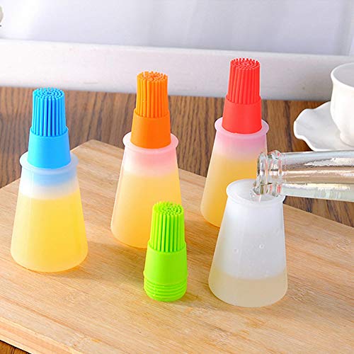 AKOAK 1 Pack Environmentally Friendly Silicone Flat-Bottomed Barbecue Oil Bottle Brush, Pastry Brush, Kitchen Baking and Barbecue Cooking Tools (Red) - color: Red