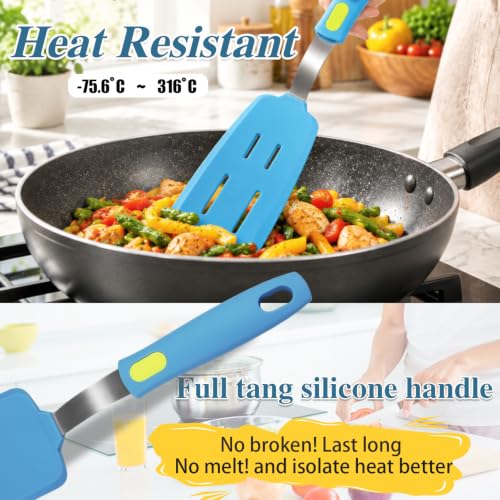 5-Pack Silicone Spatula Set Turner Spatulas (Light blue) - color: Light Blue