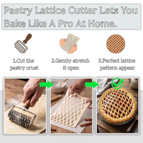Pastry Lattice Roller Cutter - Stainless Steel Dough Lattice for Pie Pizza Bread beef wellington Pastry Crust Roller Cutter