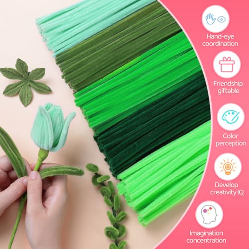 IOOLEEM Green Pipe Cleaners,200pcs in 5 Colors - color: Green, size: 200 Count