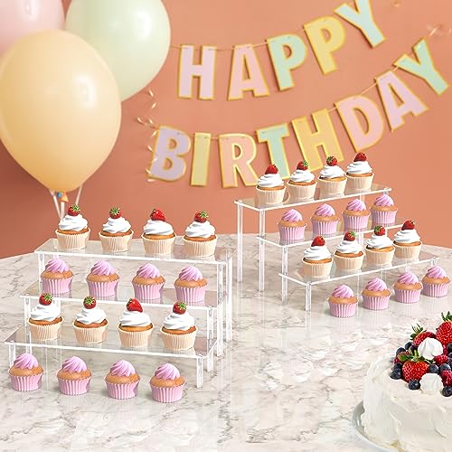 Acrylic Display Risers, 3 Tier Perfume Organizer, Clear Cupcake Stand