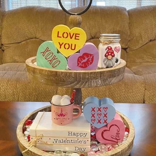 40pcs Conversation Hearts Cookie Stencils or Letter Happy Valentines Day Stencils for Cookies, Baking Decor with Heart Love Phrase Sign Crafts Painting Stencil Reusable (40 Hert)