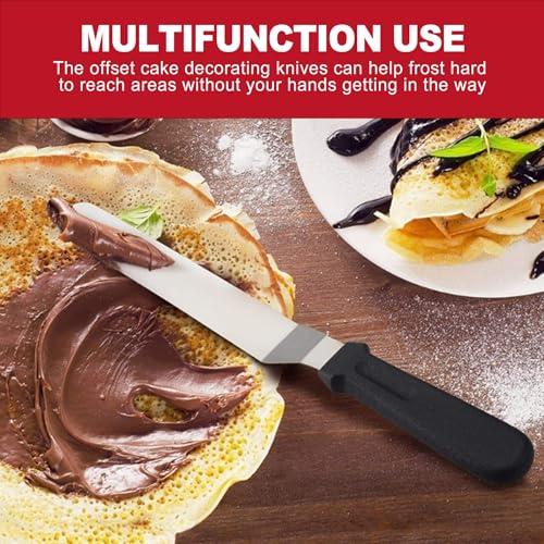 2 Piece Angled Icing Spatula Set (6" and 8"), Stainless Steel Offset Frosting Spatula with Ergonomic Handle, Cake Spatula for Cake Decorating and Baking, Ideal Icing Spatula for Cakes