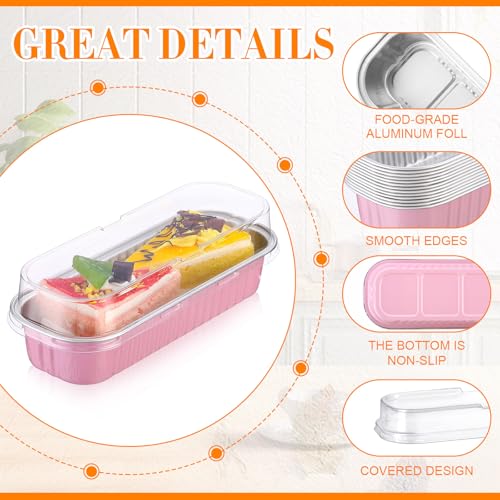 Qunclay 300 Pcs Mini Loaf Pans with Lids 6.8 oz Aluminum Foil, Multicolor - color: Multicolor