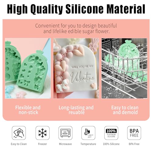 KALAIEN 3 PCS Pearl Bubbles Ball Fondant Molds, Pearl Borders Silicone Mold - color: Arch