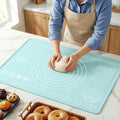 Silicone Pastry Mat 28" x 20" Extra Thick Silicone Baking Mat with Measurements and Edge Heightening Non-stick Food Grade Dough Rolling Mat Kneading Sheet for Pastry, Bread, Cookies (Mint Green) - color: Mint Green