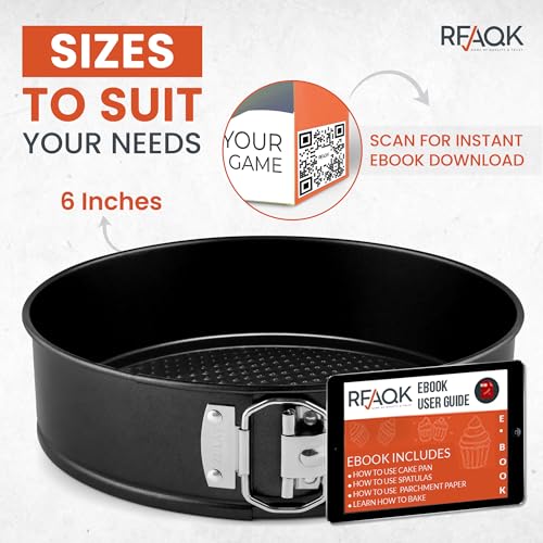 RFAQK 6 Inch Springform Pan with Removable Bottom & 50pcs Parchment Paper - Non-Stick Leakproof Cheesecake & Cake Pan 6 Inch, Fits 3 Qt Inst-Pot, Small Springform Pan for Baking - size: 6-Inch