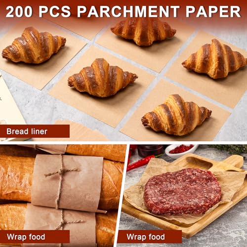 200Pcs Parchment Paper, 6x6 In Non-Stick Precut Parchment Paper Sheets - size: 6x6-200PCS