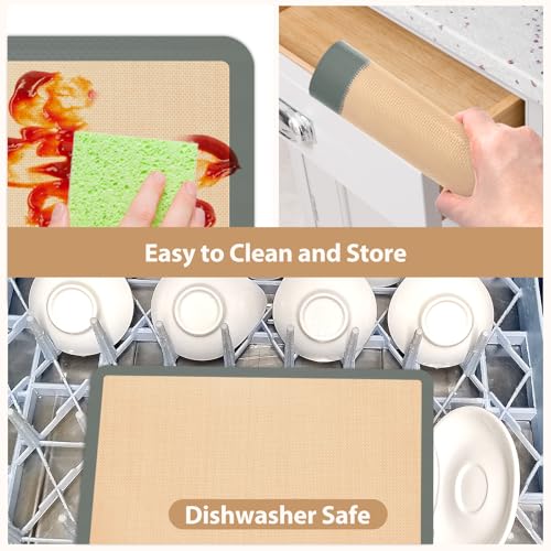Koolstuffs Silicone Baking Mat Set of 4, Nonstick and Reusable - color: Gray, size: 4 Sheets