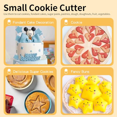 KALAIEN 30Pcs Mini Geometric Stainless Steel Cookie Cutter Set