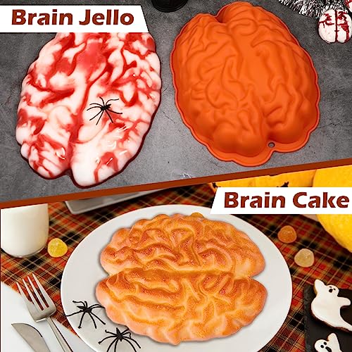 Webake Brain Jello Mold Silicone Brain Gelatin Cake Molds 9 Inch Breakable Brain Chocolate Mold for Halloween Baking - style: Brain