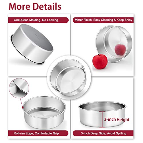 P&P CHEF 9.5 Inch Cake Pans Set, 2Pcs Stainless Steel Round Baking Pan - size: 9.5 Inch