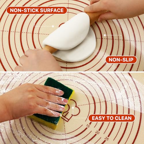 DANIA & DEAN 26"x16" Extra Thick Silicone Baking Mat for Pastry and Bread - color: Red, size: 26"L x 16"W