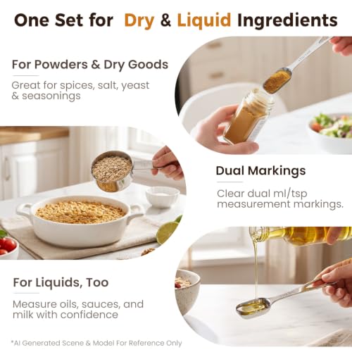 13pcs Stainless Steel Measuring Cups and Spoons Set for Spice Jars - size: 13PCS