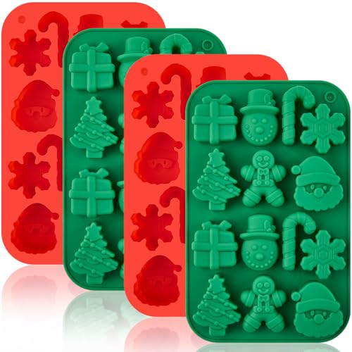 Christmas Chocolate Silicone Molds for Baking, 4 PCS - color: Christmas Mold 1 - 4pcs