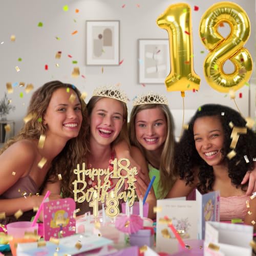 YeohJoy Gold 18th Birthday Decorations for Girls - style: 18th