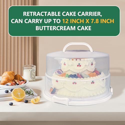 12 Inch Cake carrier Container with Lid and Handles Includes Insulated Bag for Safe Transportation of Buttercream Doesn't Melt Easy for Cakes, Pies and Cupcakes (Green) - color: Green