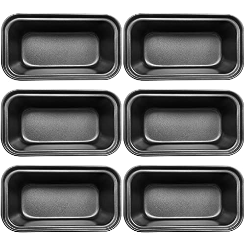 Zddaoole 6 PCS Mini Nonstick Carbon Steel Baking Bread Pan,Mini Loaf Pans,Small Banana Bread Tins,6.2" x 3.2" - size: 6 Pack