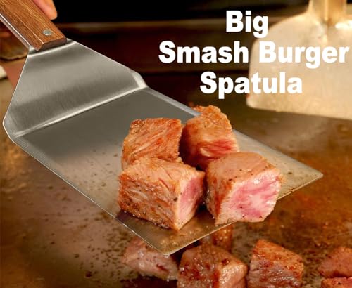 4 Piece Thicker Stainless Steel Full Tang Griddle Spatula Grill Tools