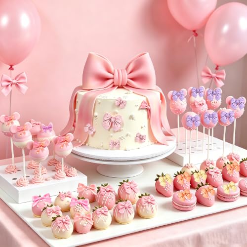 Bow Mold Silicone, Mini Bows Candy Chocolate Mold Bow Cake Silicone Molds - color: 5 Pcs Bow Fondant Molds, Pink