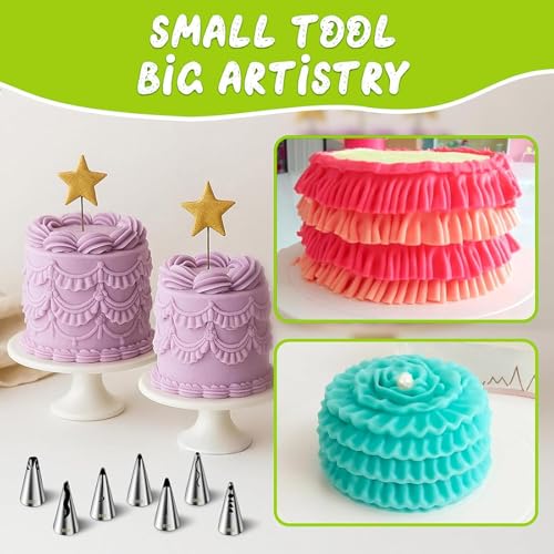 Suuker Ruffle Piping Tips Set, 9-Piece Cake Decorating Kit with Bag