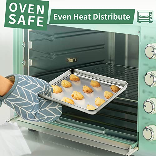 Baking Sheets Set of 2, HKJ Chef Cookie Sheets 2 Pieces Stainless Steel Baking Pans & Toaster Oven Tray Pans, Rectangle Size 9L x 7W x 1H inch & Non Toxic & Healthy & Easy Clean - size: 9inch