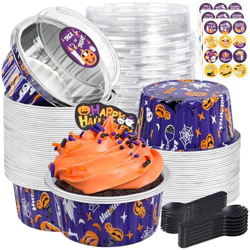 Halloween Mini cake pans with lids, 5oz Round, 30Pack ZOXILEN - color: Purple 30pcs