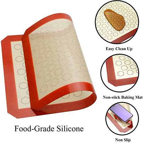 Wildone Baking Sheet with Silicone Mat Set, Set of 4 (2 Sheets + 2 Mats), Wildone Stainless Steel Cookie Sheet Baking Pan with Silicone Mat, Size 12 x 10 x 1 inch, Non Toxic & Heavy Duty & Easy Clean - size: 12 x 10 x 1 inch