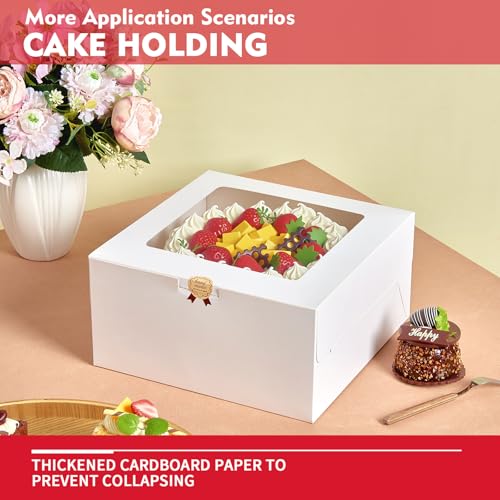 5 Pack Cake Boxes, 10X10X5 In, Disposable Cake Containers with Lids