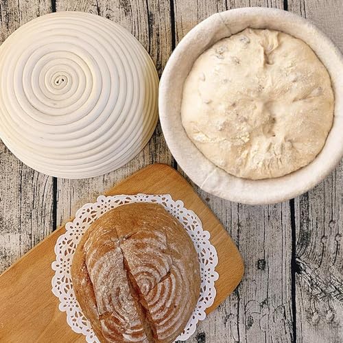 KONGDY 6 Pieces 10 Inch Round Banneton Bread Proofing Basket Cloth Liner - style: Round