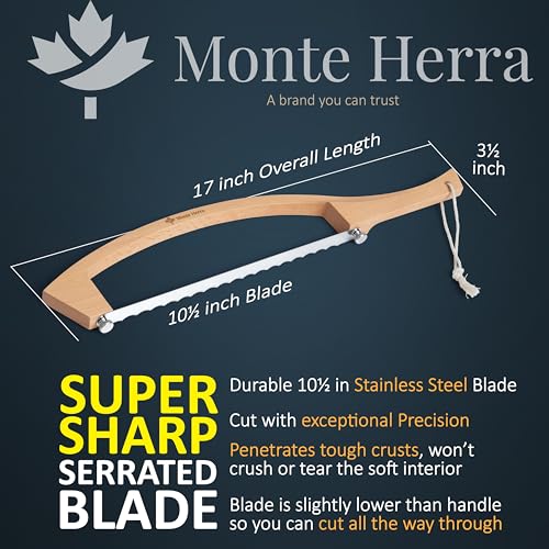 Bread Knife for Homemade Bread 17" Wooden Sourdough Bread Knife - 2 Blades - color: Yellow