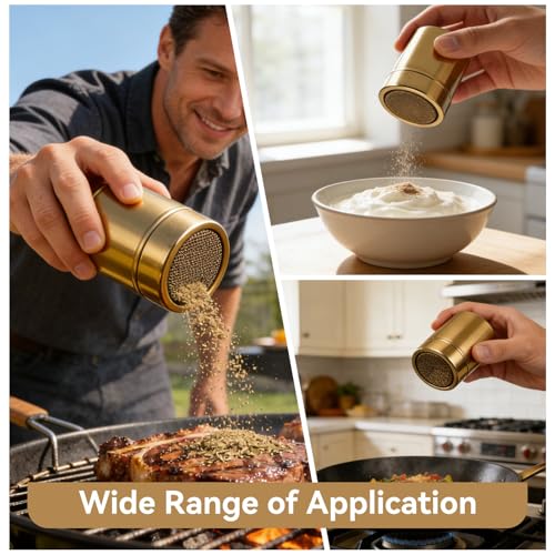 Powder Sugar Shaker Duster, Stainless Steel Dredge Shaker Powder Sugar Dispenser Fine Mesh Shaker for Salt Seasoning