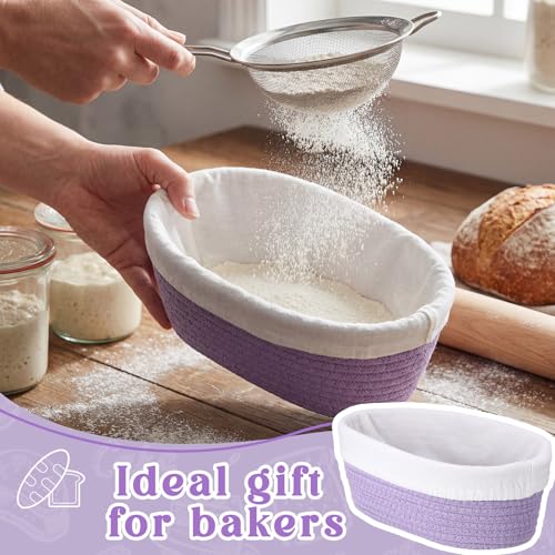 2 Pcs Banneton Bread Proofing Basket with Liners, Purple - color: Purple