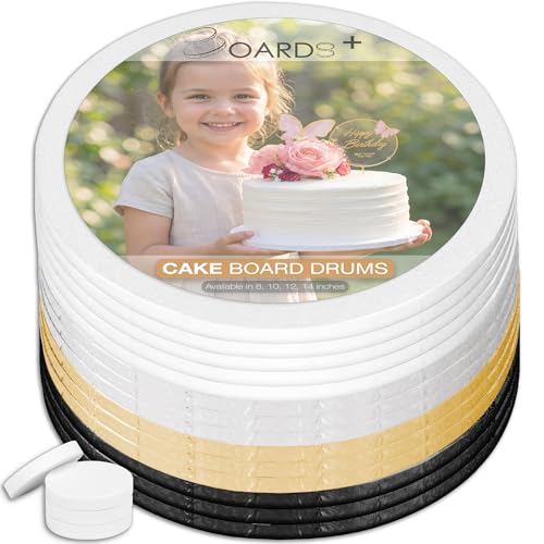 0.5" Cake Drums 12 inch (14 Pack) in White, Silver, Gold & Black Colors Set - color: White + Silver + Black + Gold, size: 12"
