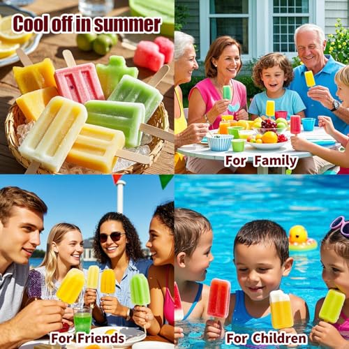 Homemade Popsicles Molds, Food Grade Popsicle Molds for Kids, 10 Cavity Non-BPA Silicone Ice Pop Maker, Reusable Silicone Popsicle Molds with 50 Stick, 50 Bags, Funnel (Pink) - color: #Pink