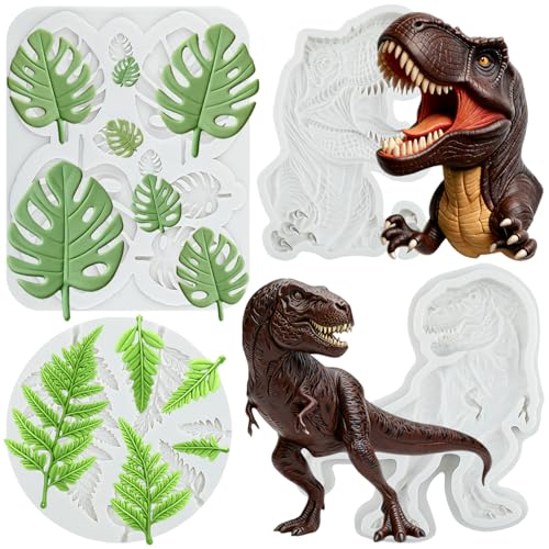 Dinosaur Silicone Molds Tropical Leaf Fondant Mold Set of 4 - color: Style L