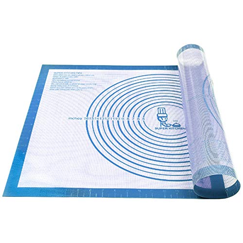 Nonstick Silicone Pastry Mat Extra Large with Measurements Dough Baking Mat - color: Blue, size: 28"L x 20"W